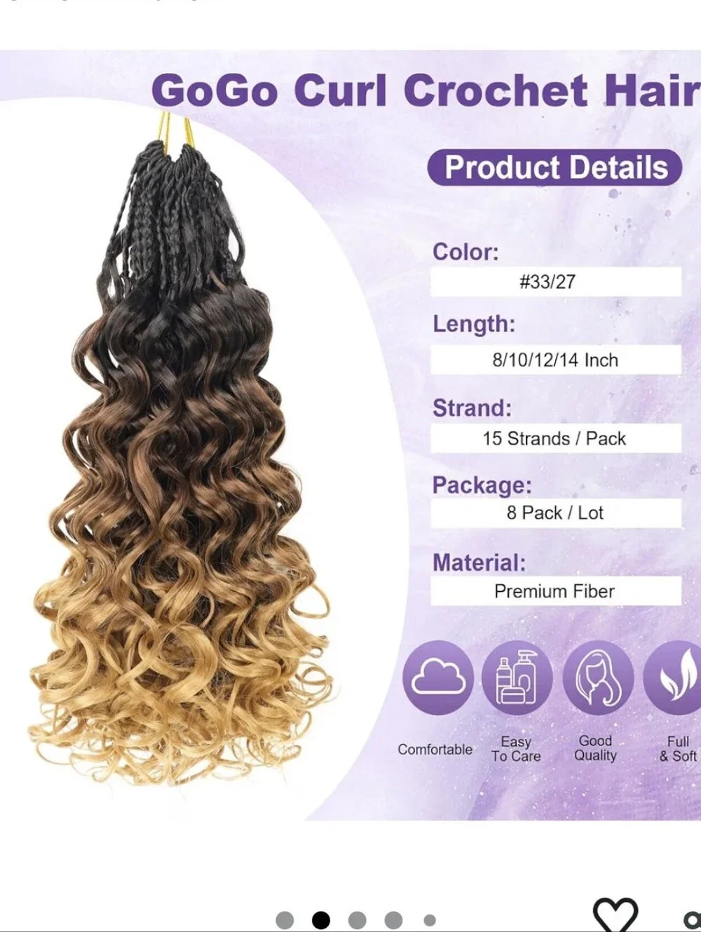 8 Pack Gogo Curl Crochet Hair 10 inch Short Curly 33/27 Brown Honey Blonde Ombre